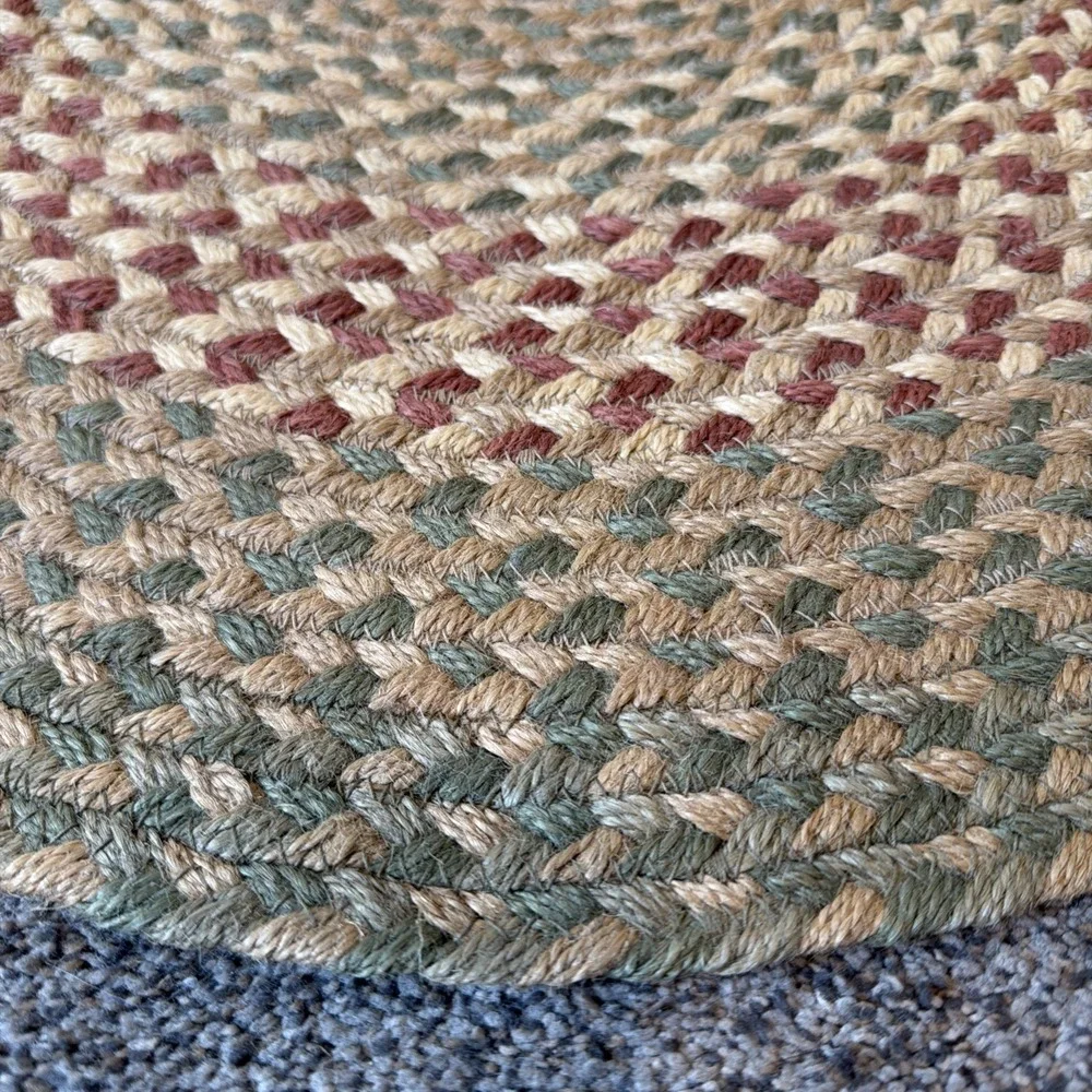 Oval Braided Jute Rug Green, Red, Neutrals 45